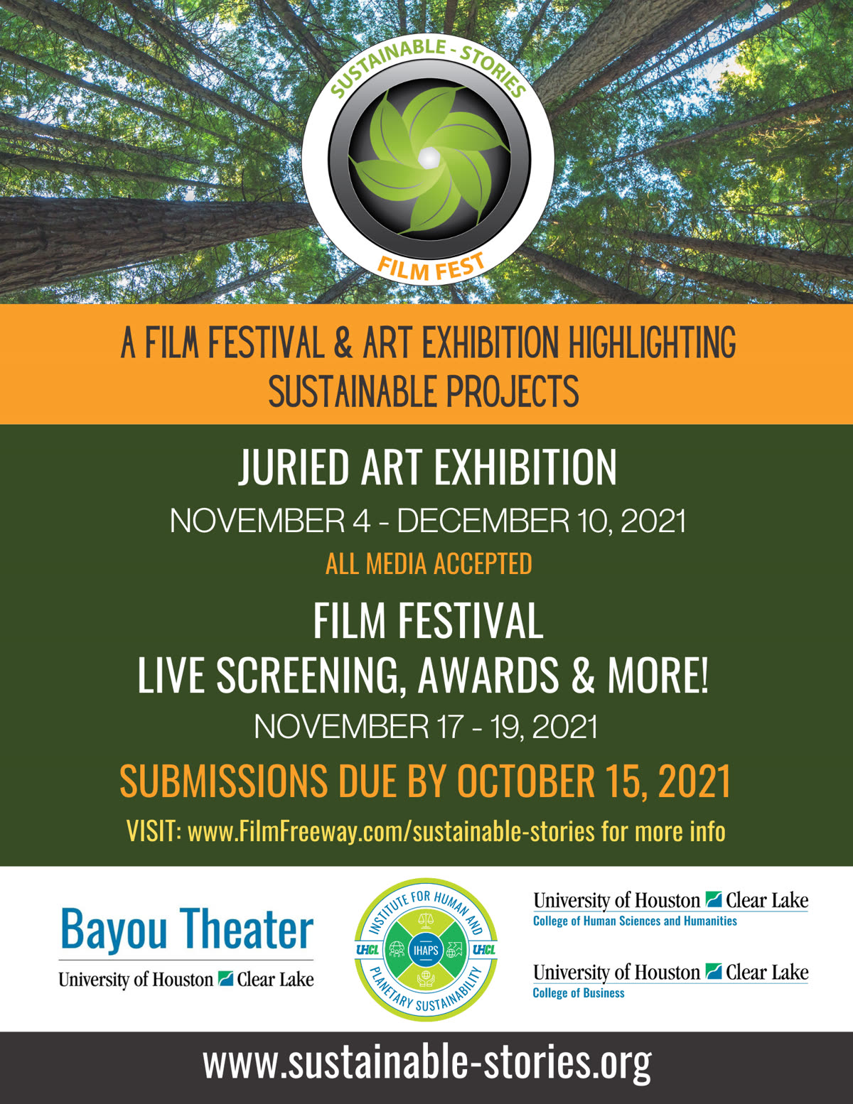 2021 Sustainable Stories Film Festival and Juried Art Exhibition flyer