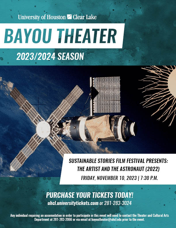 Bayou Theater poster for the November 10, 2023 screening of The Artist and the Astronaut