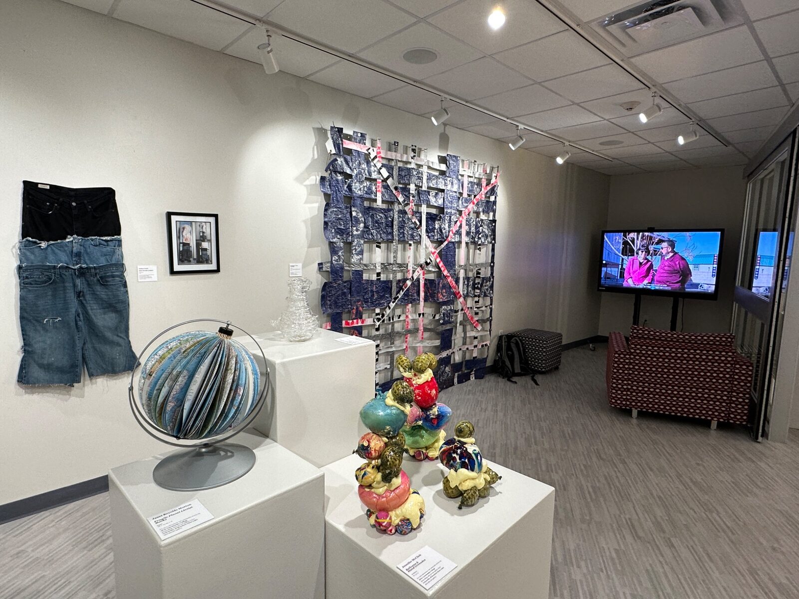 Physical artworks and video installation in the festival gallery