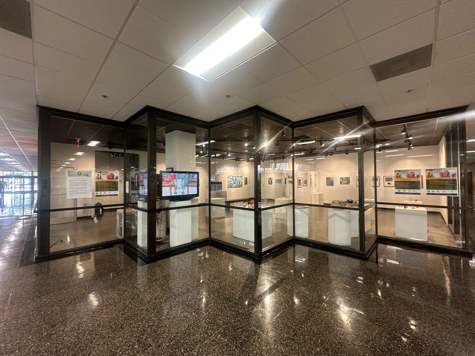 Wide view of the festival exhibition in the UHCL Art Gallery