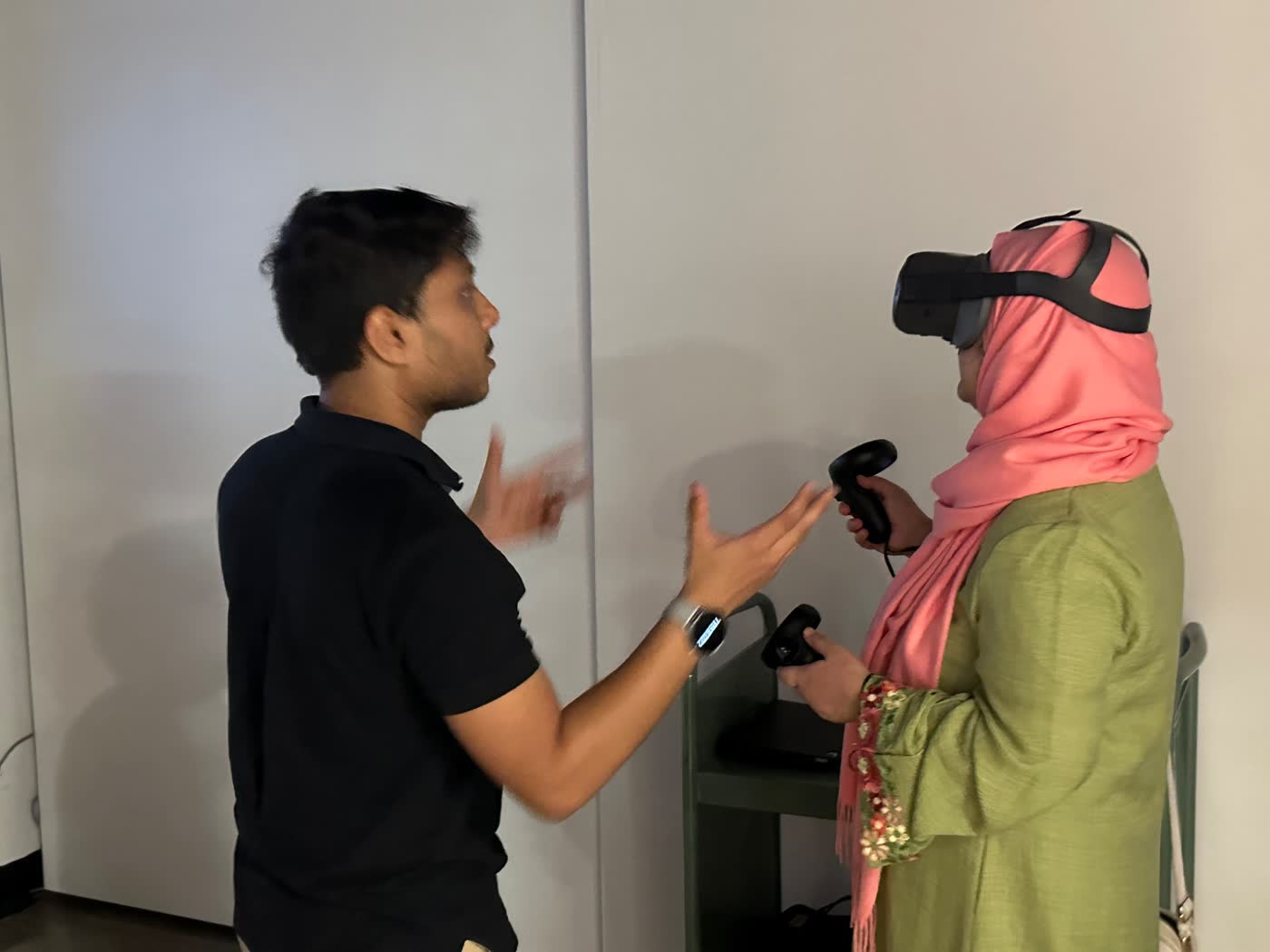 Visitor engaging with a virtual reality artwork